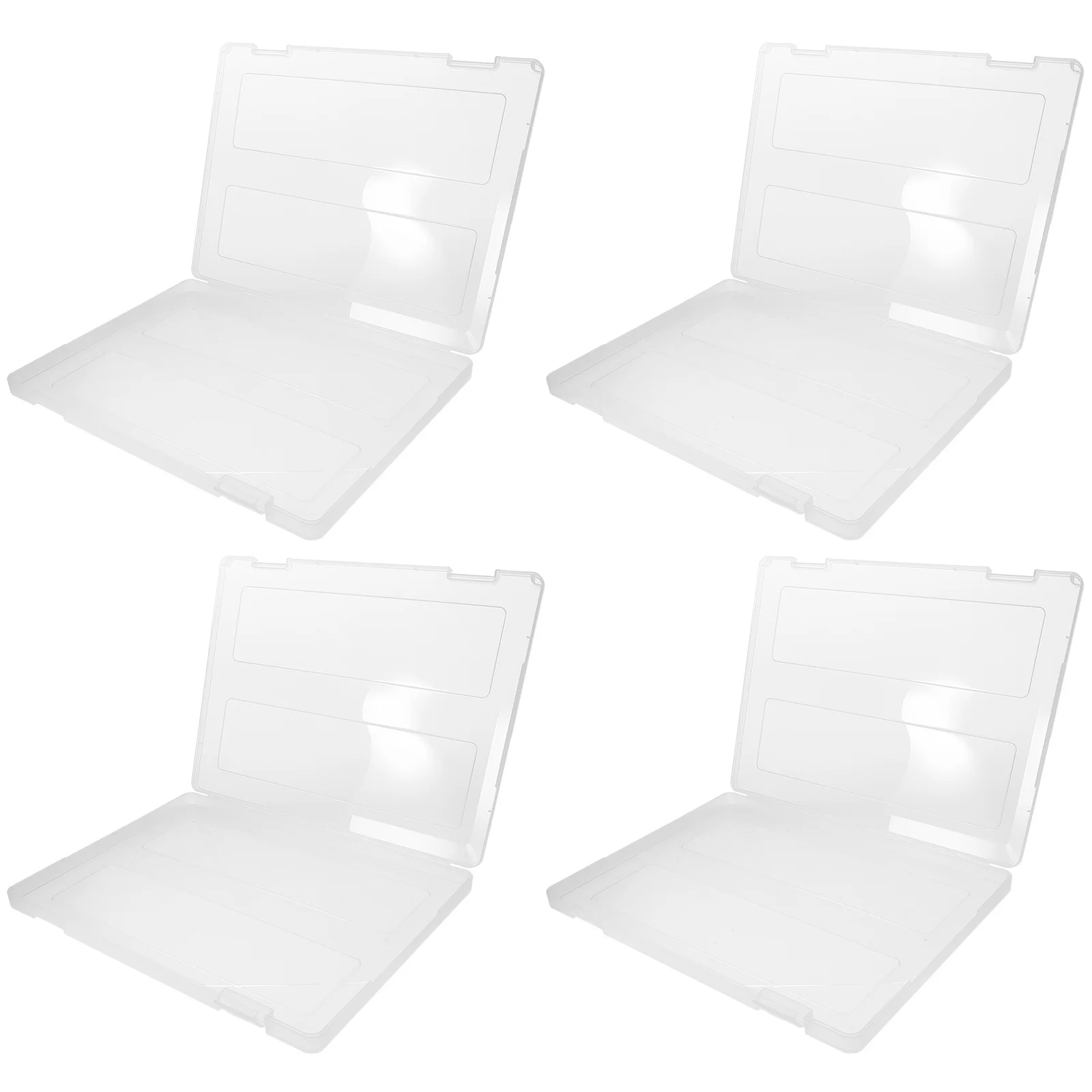 4Pcs Transparent A4 Document Box Plastic File Organizer Portable Storage Case for Office Desktop Box Files A4