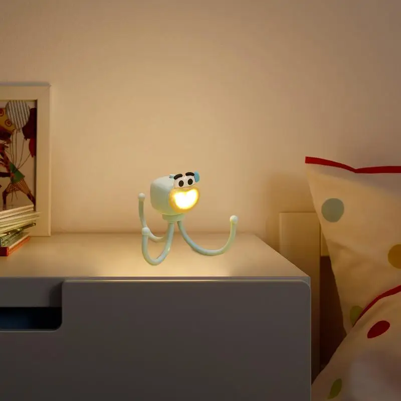 LED Octopus Night Light Small Desktop Nightlight Multifunctional Portable Bedside Lamp Funny Creative Night Light Phone Holder