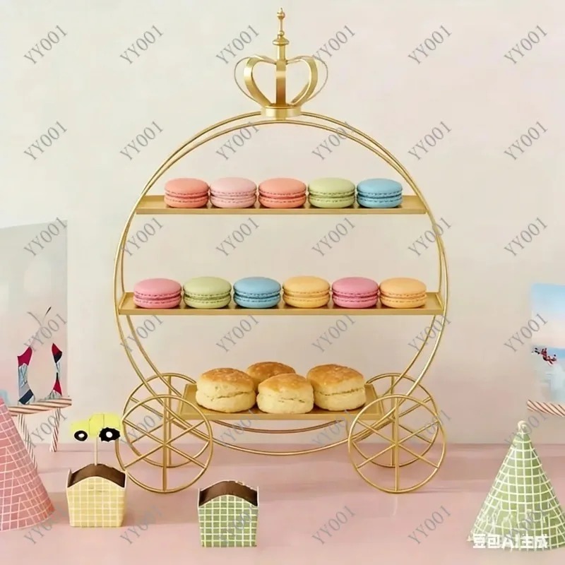 Luxury Gold European Crown Dessert Stand Wedding Cake Display Rack for Afternoon Tea
