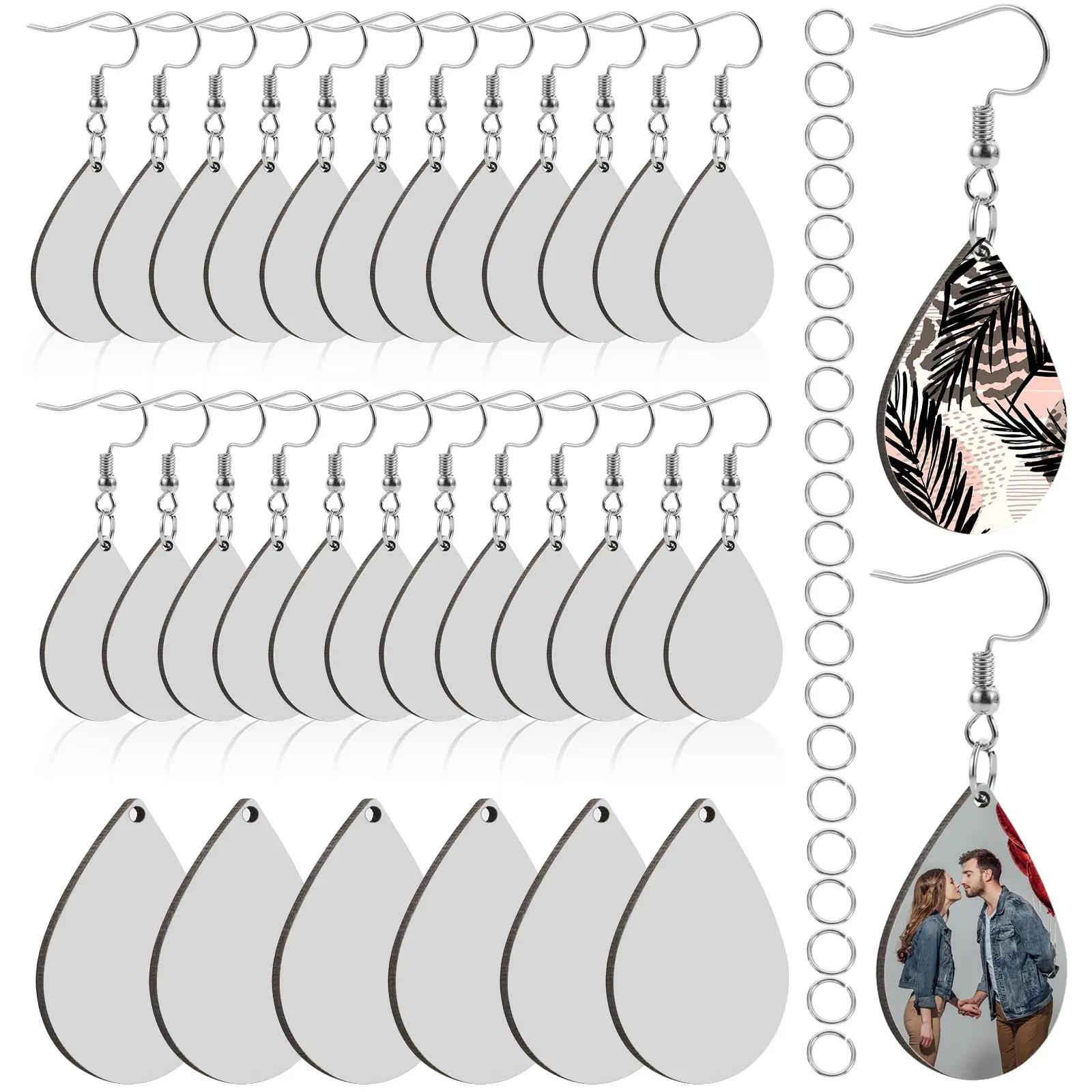 90Pcs Sublimation Earring BlanksTeardrop Heat Transfer Earring Pendant for Jewelry DIY Making Mother's Day Gifts