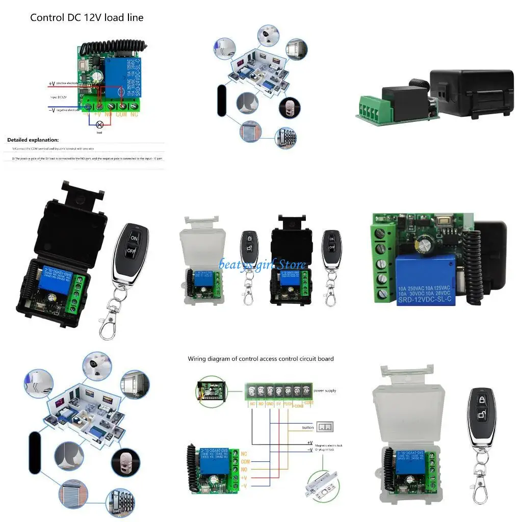 

C7AB Wireless RF Switching Controller 433MHz Frequency Electric Lock Module 10A Load Capacity LED Light For Automation Devices