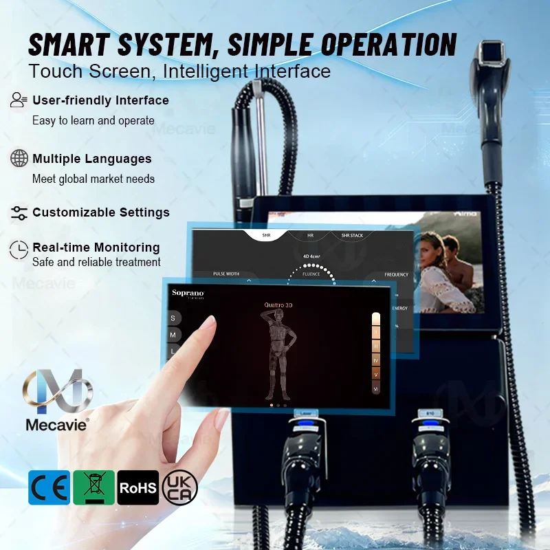 808nm Diode Laser Hair Removal Machine Salon LCD Handle Ice Cooling Painless Permanent Hair Removal Skin Rejuvenation Device