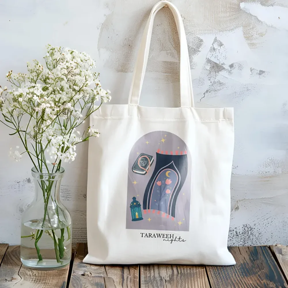 

Хлопковая сумка-тоут для ночей тарави, подарок на Рамадан, исламский подарок, мусульманский подарок на Ид Мубарак, украшение на Ид аль-Фитр, подарок для друзей и семьи на Рамадан Карим