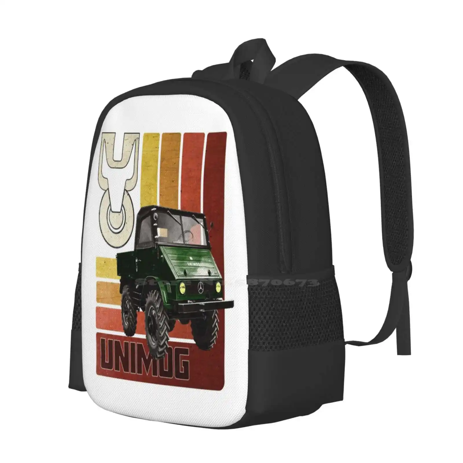 Unimog-Mochila monster caminhão vintage, sacos gráficos frescos do totó dos desenhos animados, moda automotiva, venda quente, vetor, velha escola