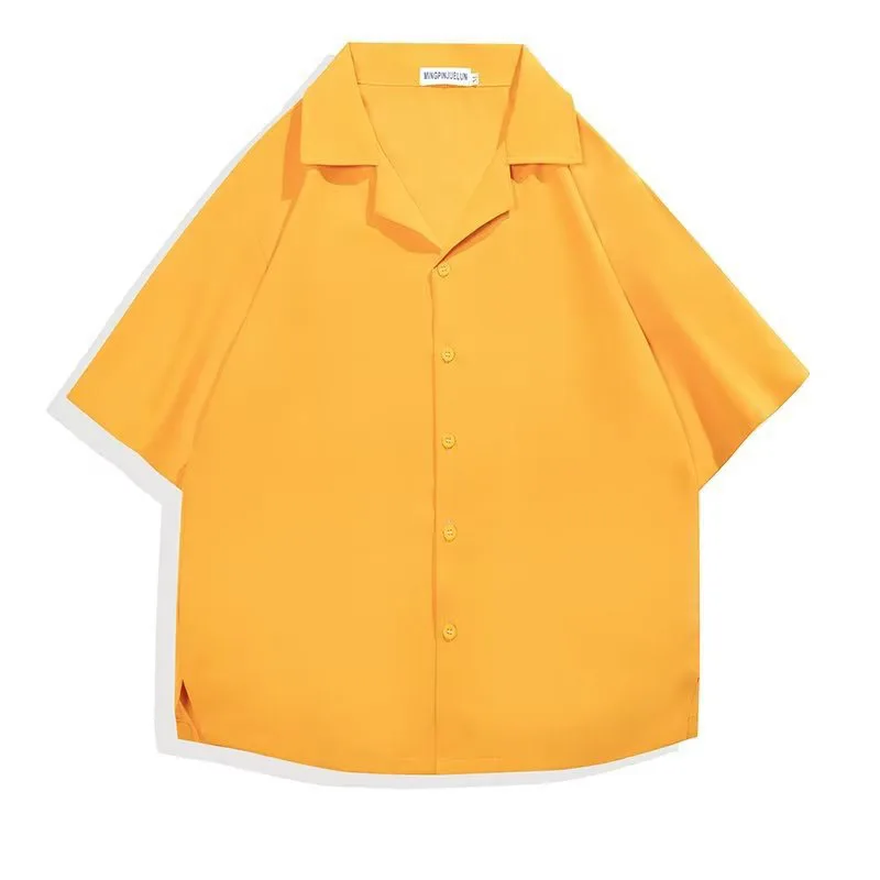 Мужские повседневные рубашки на лето — свободные топы с короткими рукавами, однотонная, дышащая и классная одежда