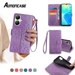 Leather Case for VIVO Y02A Y100 Y16 Y20 Y22S Y35T Y33S Y27 Y35 Y11 2023 Flip Wallet Case Cover  with Card Slots