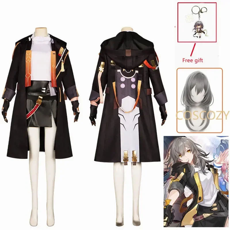 Honkai Star Rail Trailblazer Female Cosplay Costume Wig Game Uniform Trench Heroine Skirt Gloves Gray Hair Women Halloween Par Y