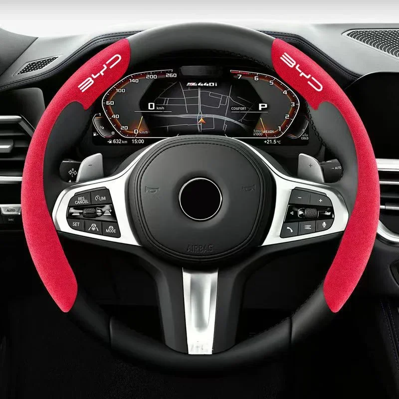 

Car Steering Wheel Cover black suede leather for BYD Song Max Tang Dmi F3 E6 Yuan Plus Atto F0 G3 I3 Ea1 F3 G6 Qing