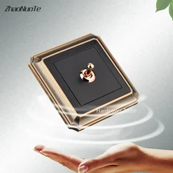Type 86 Black Frosted Dual Control Retro Toggle Switch 1-4 Gang 2 Way Bronze Nordic Style Brass Lever Wall Light Switch