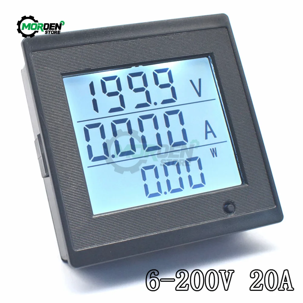 Tensão dc e Medidor de Corrente com Display Digital Lcd Consumo de Energia Medidor de Impedância Testador para Ferramenta Eletricista 20a