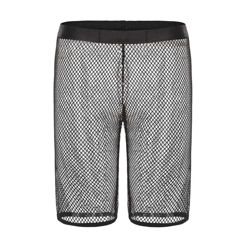 Men Mesh Thin Sheer Long Leg Shorts Panties Underpants Breathable Sexy Lingerie Boxers Trunk Brazilian Underwear Men's Clothing