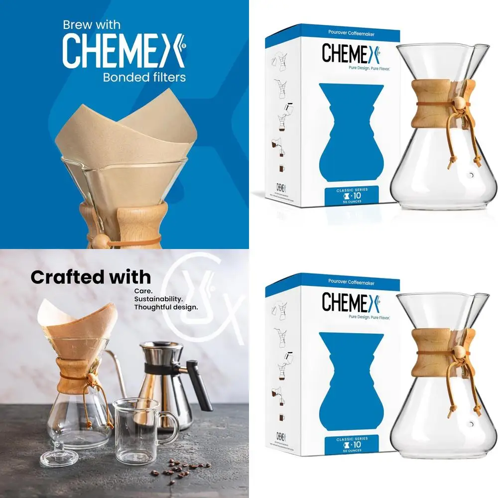 

10-Cup Pour Over Glass Coffee Maker - Classic Series Exclusive Bundle