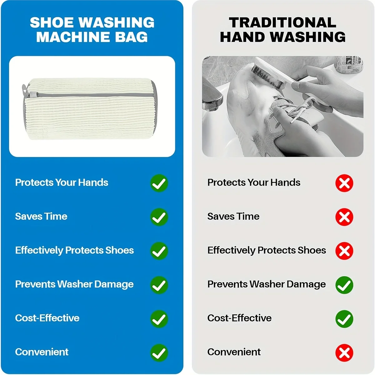 Delicate Laundry Bag for Shoes with Zipper, Reusable 6