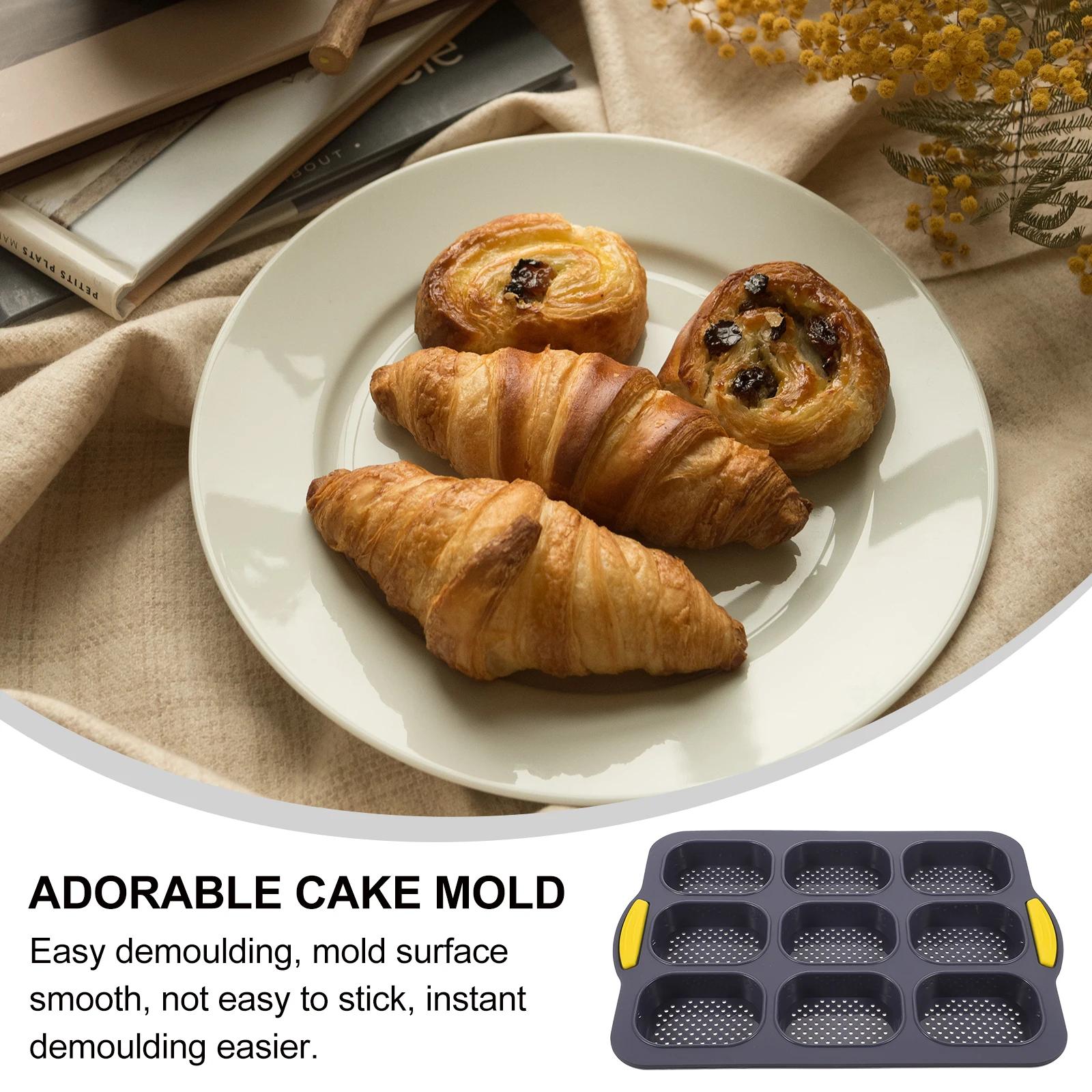 

9 Cavity Circle Cake Pan Mold Bread Silicone Mould Bakeware Baking Trays Pans for Oven