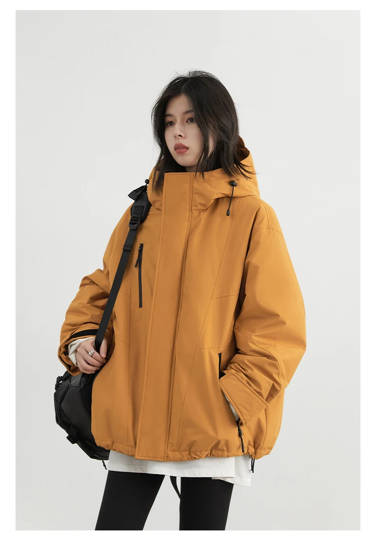 CHIC VEN Women Down Jacket Loose Outdoor Stand Up Collar Hooded 90 White Duck Down Lady Sport Coat Winter 2024 Female Clothing