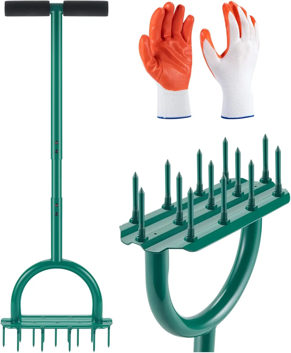 

Lawn Aerator Spikes Aerating Tool, Manual Yard Aerator Tools with 13 Soil Spikes,T-Handle,Wide Foot Plate,Yard Aerators for Lawn