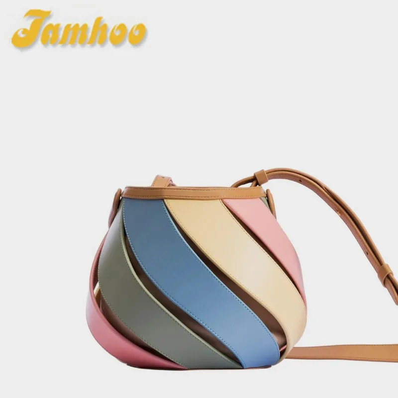 Jamhoo Circular Handbag Spring/Summer 2023 New Source Factory Small Designer Luxury Drawstring Shoulder Bag Padchwork Women Bags