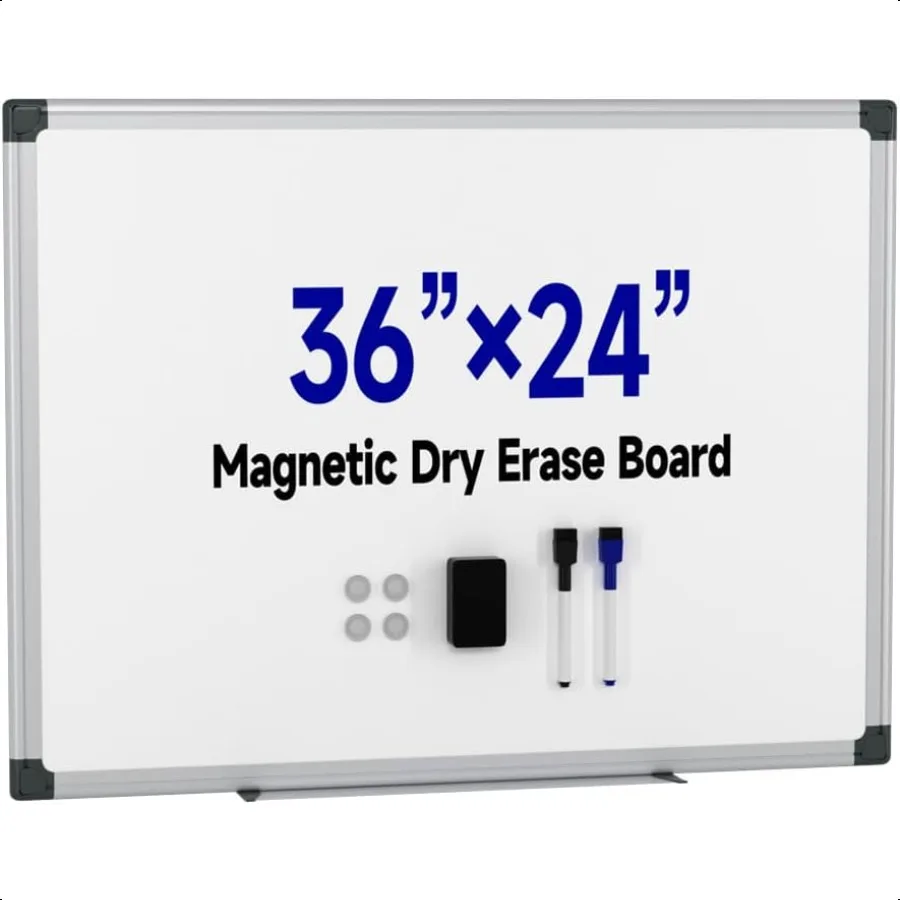 

Magnetic White Board Hanging 36 x 24 for Wall Dry Erase Board for Office School Home Sier Frame Includes Eraser Markers Magnets