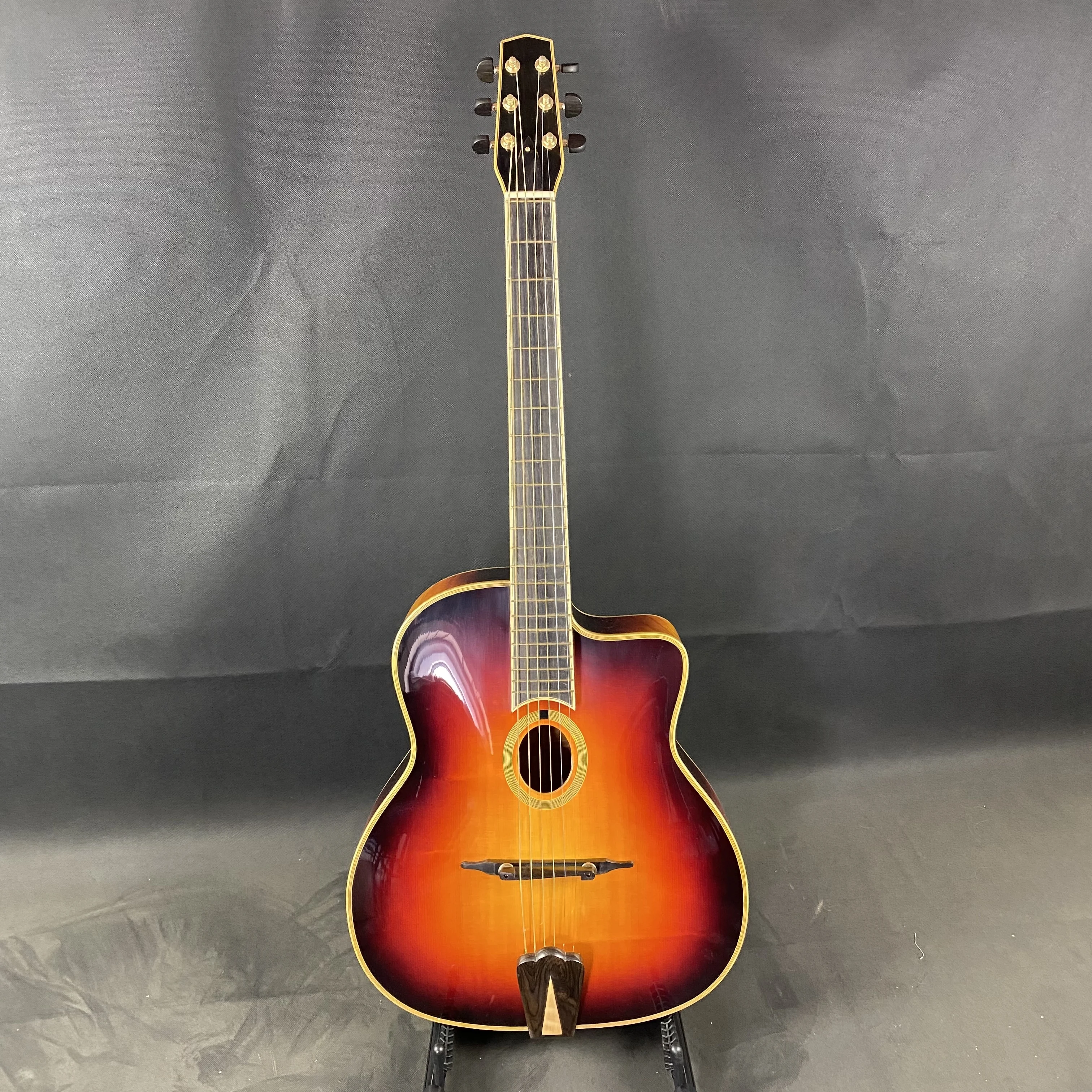 

Handmade Jazz Gypsy Maple & Spruce Acoustic Guitar with Ebony Fretboard-Professional Performance Ready for Delivery