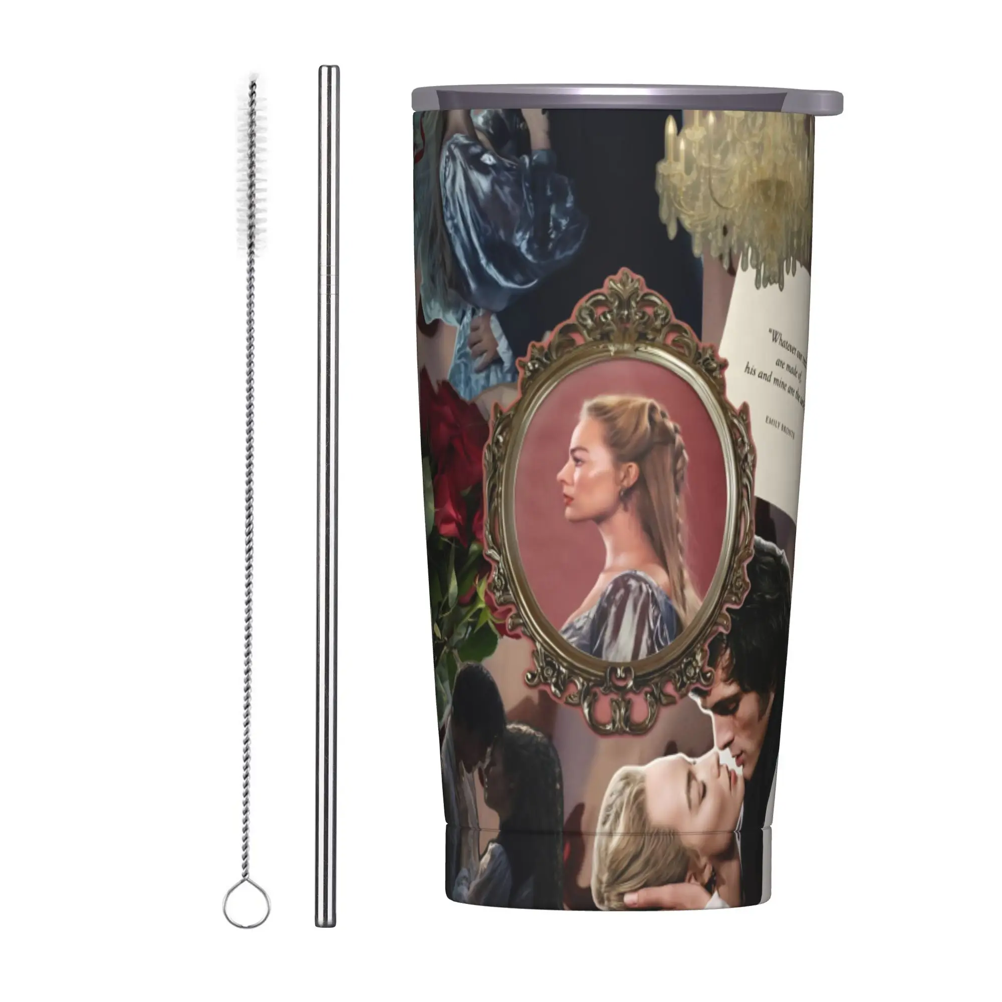 Wuthering Heights 2026 Film Isolierter Becher mit Strohhalm-Deckel Edelstahl Kaffeebecher Outdoor Reise Auto Flasche Tasse 20oz