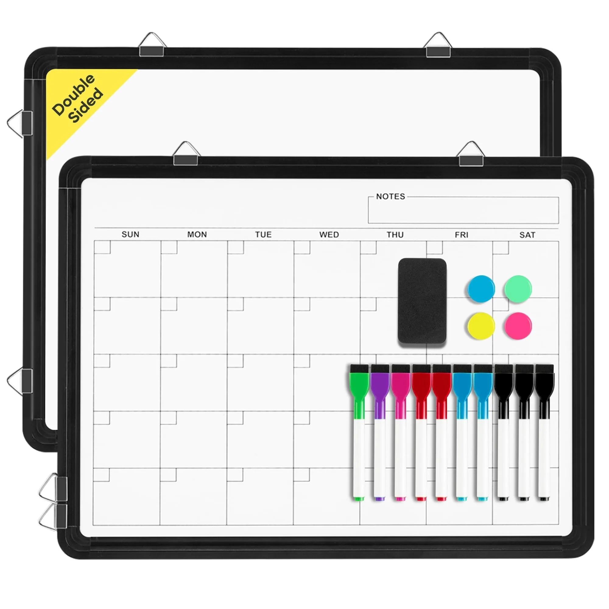 Deli 16x12 Inch Monthly Calendar Dry Erase Board for Wall Magnetic Double Sided Hanging Planner Whiteboard for Home Office School Kitchen