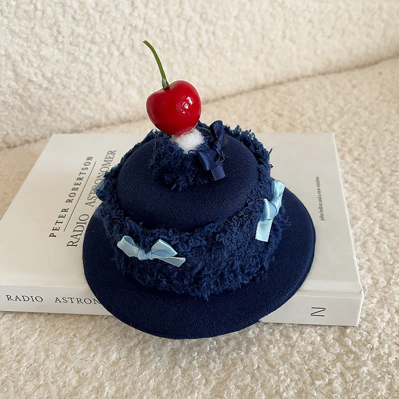 Cowboy Hat Hair Clip Cherry Bow Birthday Cake Cap Hairpin Cute Hair Accessory Decoration Party Women's Headwear Denim Edge Clip