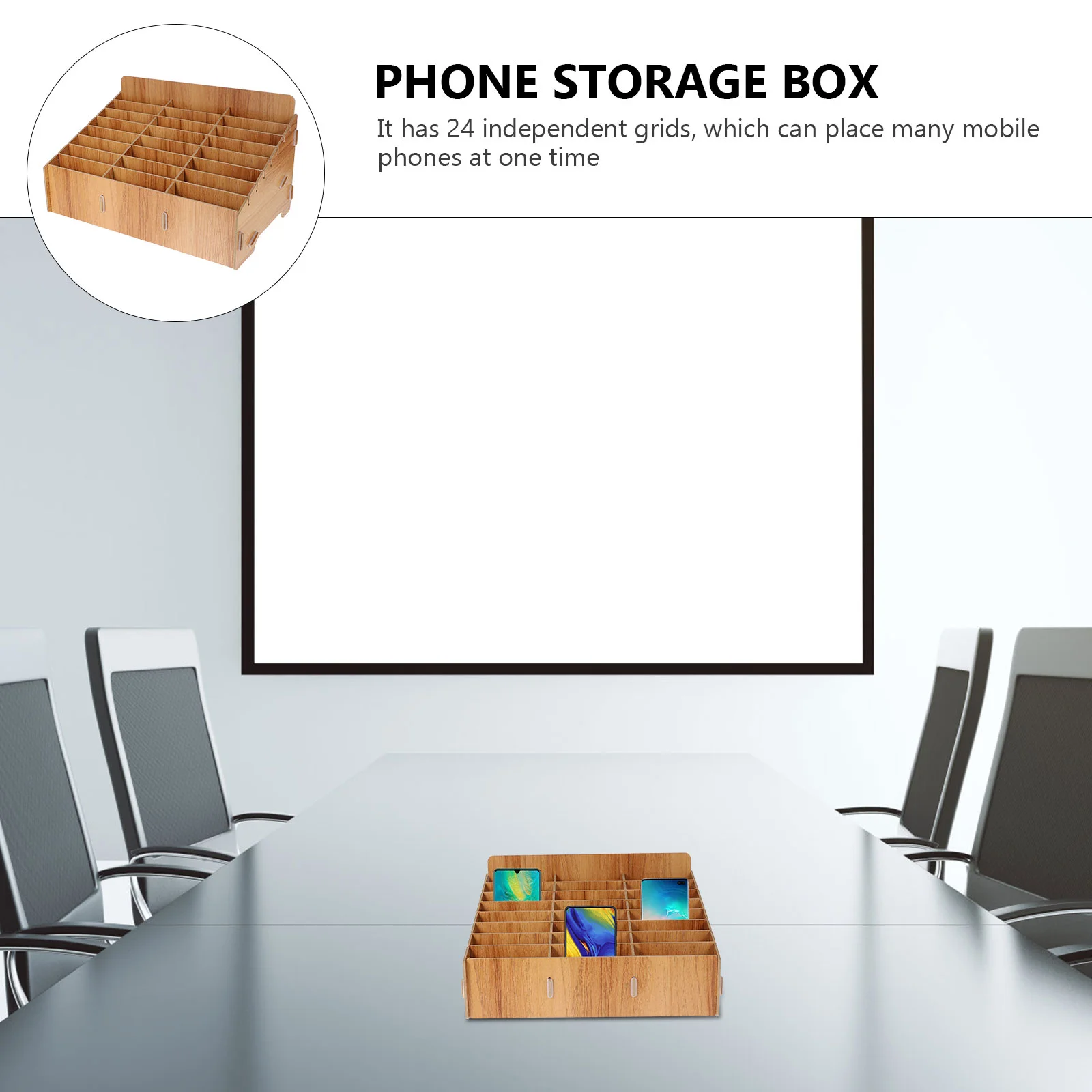 Table Calculator Mobile Mobile Storage Box The Call Class Cell Cell Phone Storage Box Wooden Case