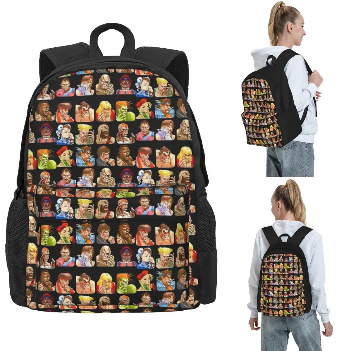 Defeated Portraits Super Street Fighter Backpack Hot Sale Daypack Large Capacity Children BookBag School Bag