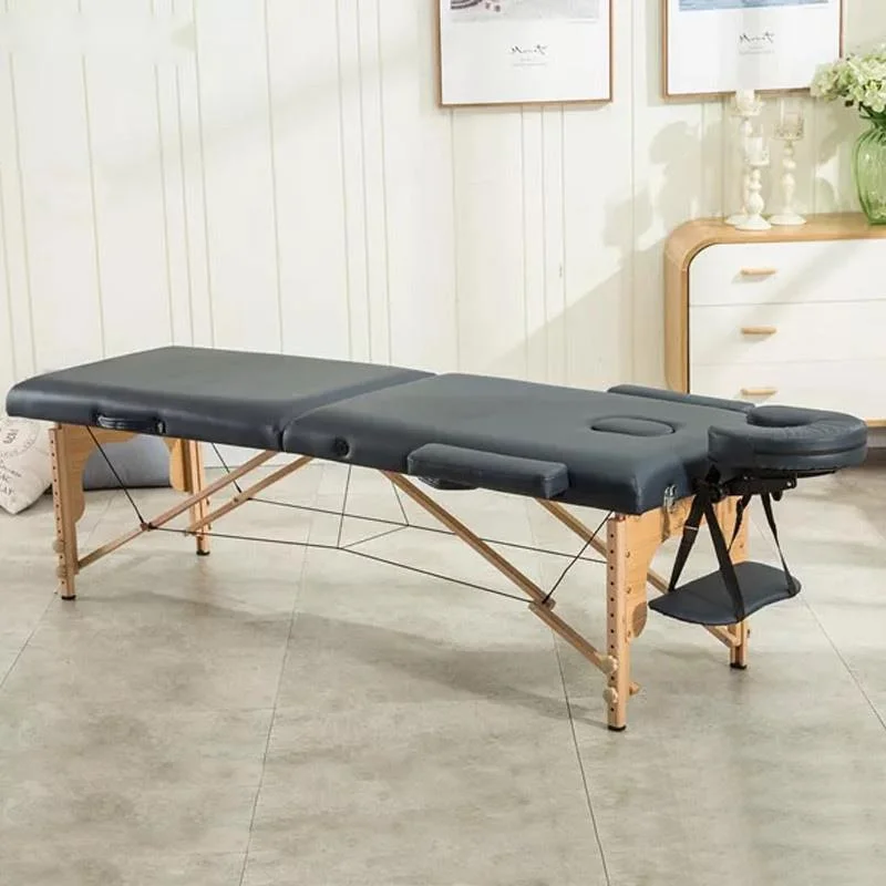 

Модная деревянная кожаная Татуировка красота спа Регулируемый двухскладной массажный стол кровать с U-образной подушкой патио лица