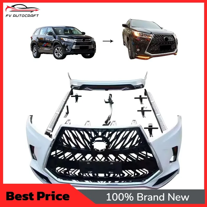 【2026】Hot Selling For Lexus Style Full BodyKit Fit For Toyota Highlander 2015-2021 Direct Facelift Upgrade Conversion Kit BodyKi