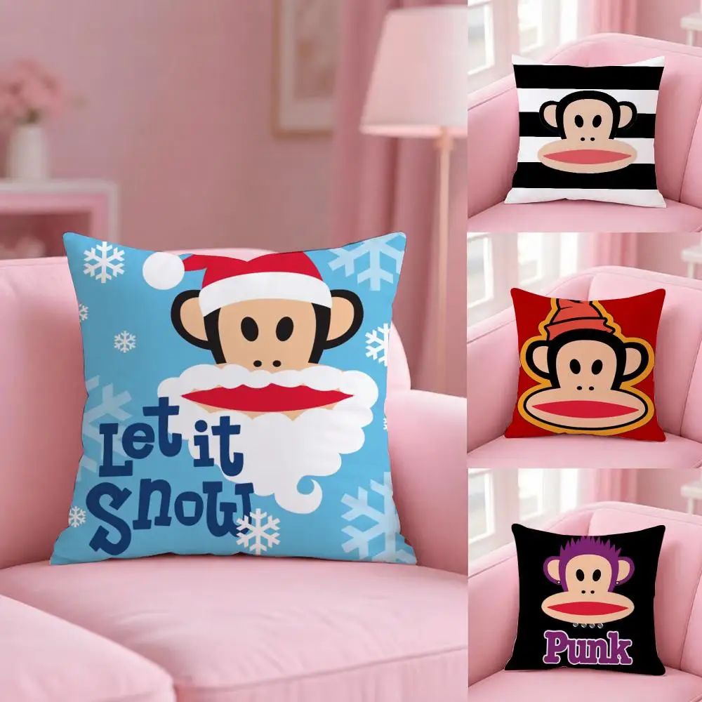 P-Paul Frank Cushion Cover Soft Plush Pillowcase Double Side Cozy Cushion Cover Aesthetic Sofa Home Decor Gift