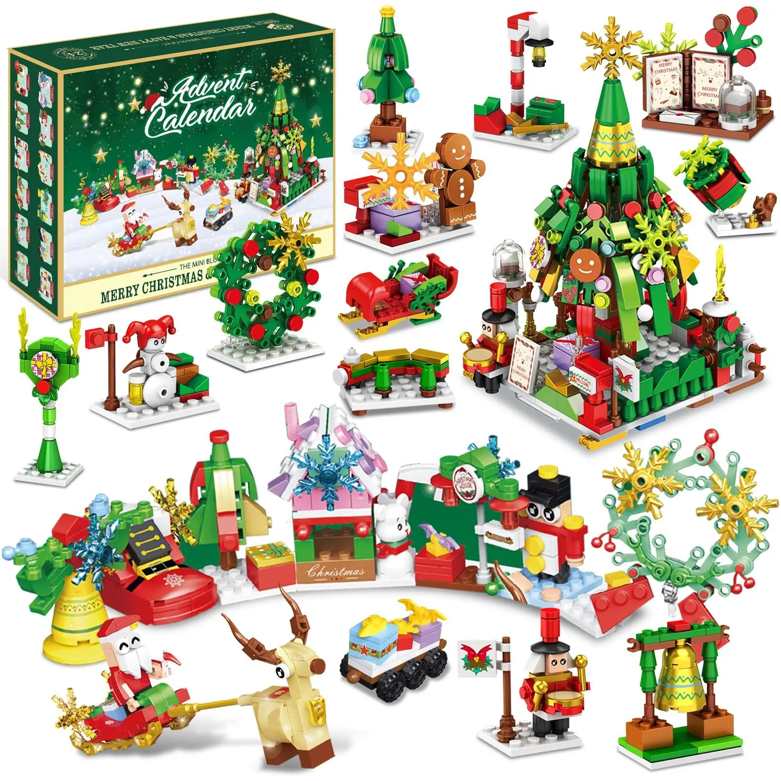 2024 24 Boxes Of Countdown Arrival Calendar, 12 In 1 Christmas Tree Street Block Set, Suitable Gift Ideas For Both Women And Men