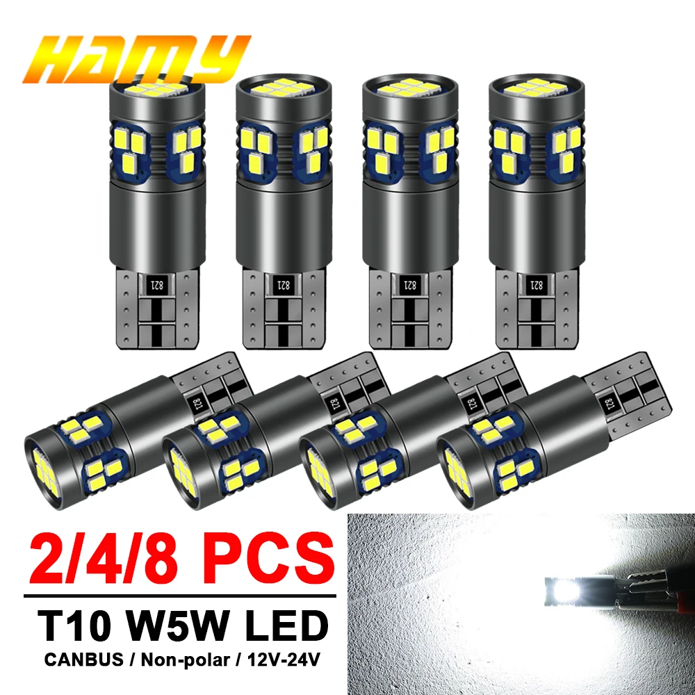 2/4/8 PCS 900LM T10 W5W LED Bulbs Canbus 12V 2016-18SMD 6500K Super Bright Car Interior Dome Maps Wegge Side Clearances Lights