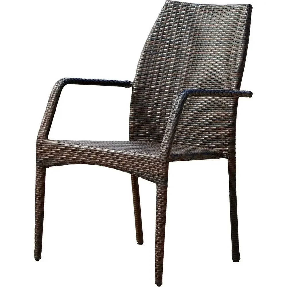 2-Piece Outdoor Stacking Wicker Patio Chairs, Multibrown
