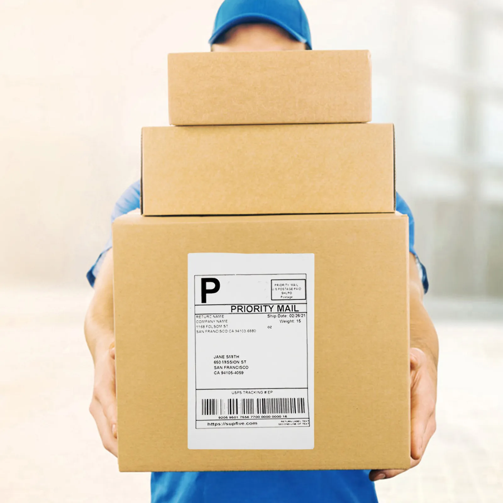 

500Pcs Thermal Printer Thermal Shipping Label Paper Self Adhesive Sticker Printable for and Zebra
