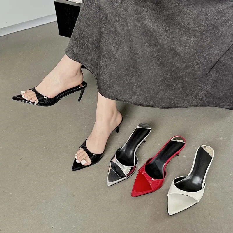 Eilyken New Arrived Pointed Toe Thin High Heels Slippers Women Strippers Sandals Sexy Mule Slides Summer Shoes