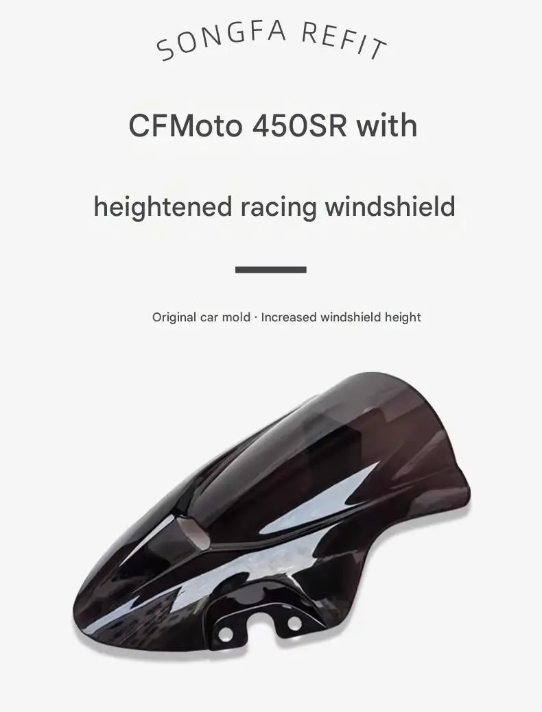 For CFMOTO 450SR 450SRS 2022-2024 Taller & Longer Racing Windshield Wind Deflector Fairing Modified Parts