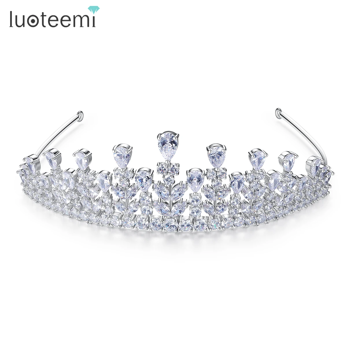 

LUOTEEMI Shiny Waterdrop Cubic Zirconia Wedding Bridal Hair Accessories Luxury Tiara and Crown for Bride Girl Hair Accessories