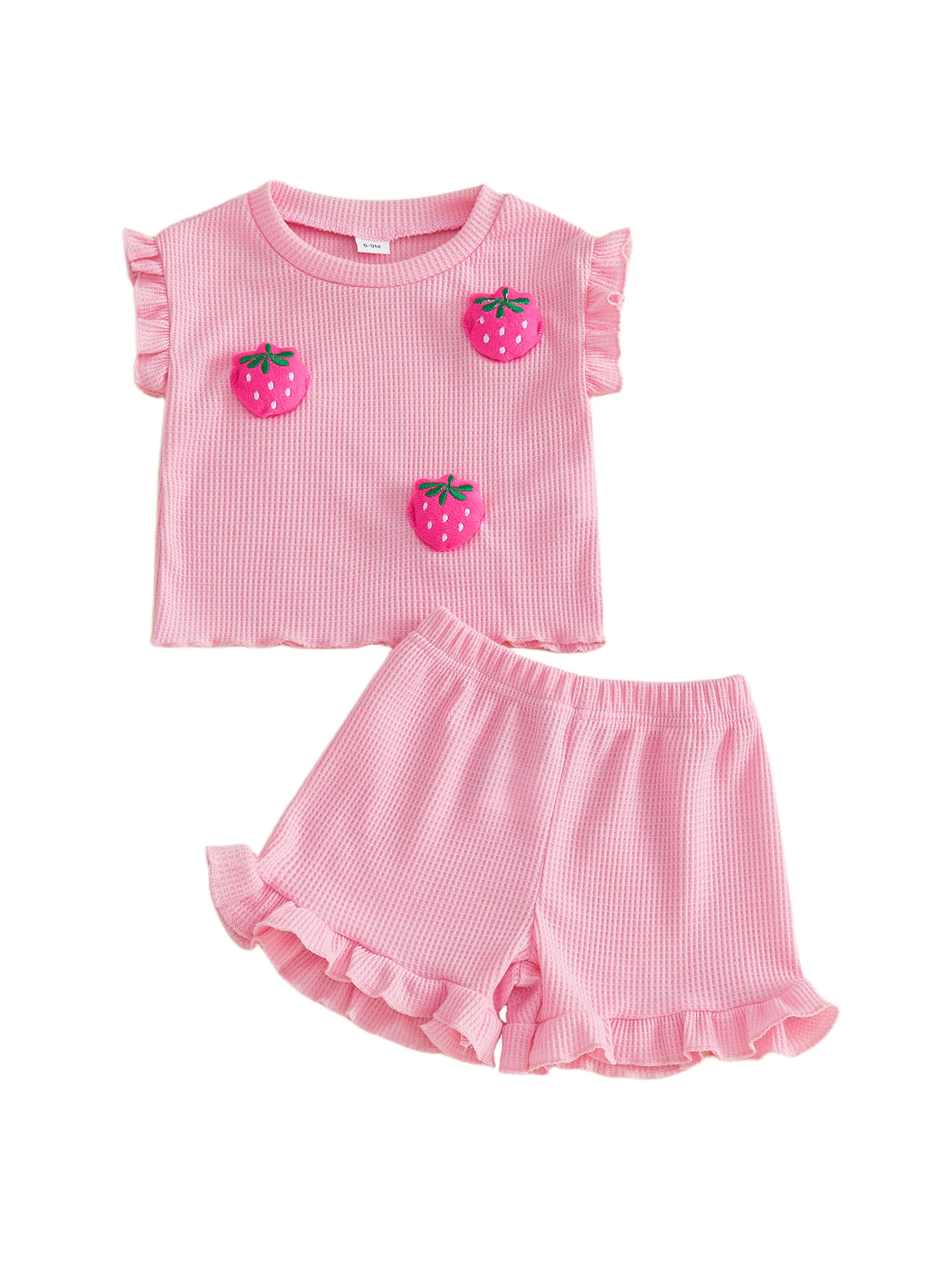 

Adorable Baby Girls Lemon Print Sleeveless Top and Ruffle Shorts Set for Summer Vacation Beach Outfit