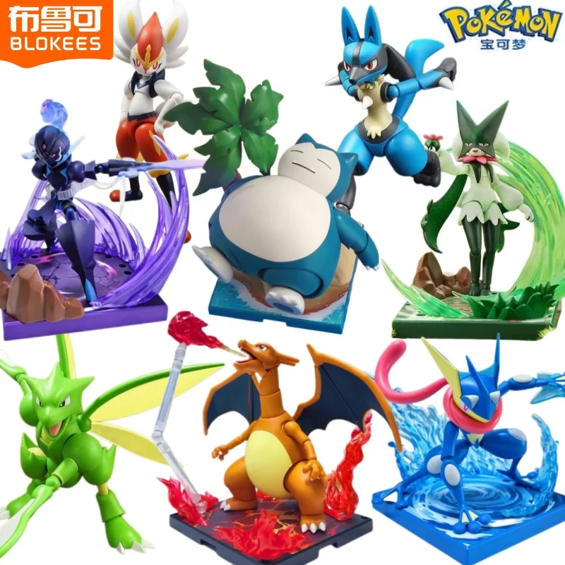 BLOKEES Pokémon Blocos de Montar Edição Clássica Charizard Snorlax Greninja Modelo de Montagem Brinquedo Colecionável Presente Infantil