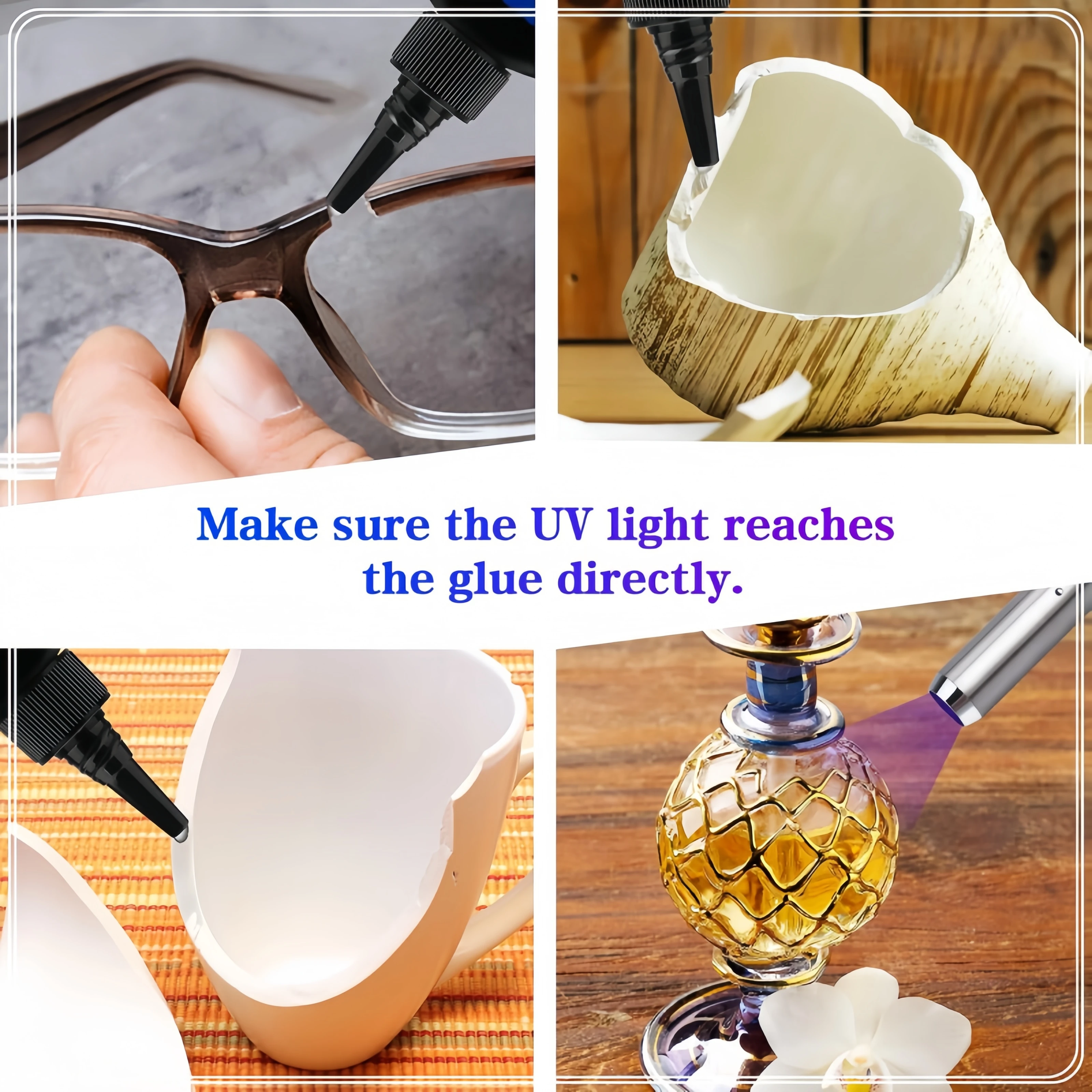 UV-Harz-Set mit Lampe, 50 ml UV-Klebstoff für schnelles Verkleben und Aushärten – professionelle UV-Taschenlampe zum Verkleben von Schmuck, zum Schweißen von Kunststoffen und zur Reparatur von Glas/Acryl – robustes Harz-Set für Bastelarbeiten. – Detail 1