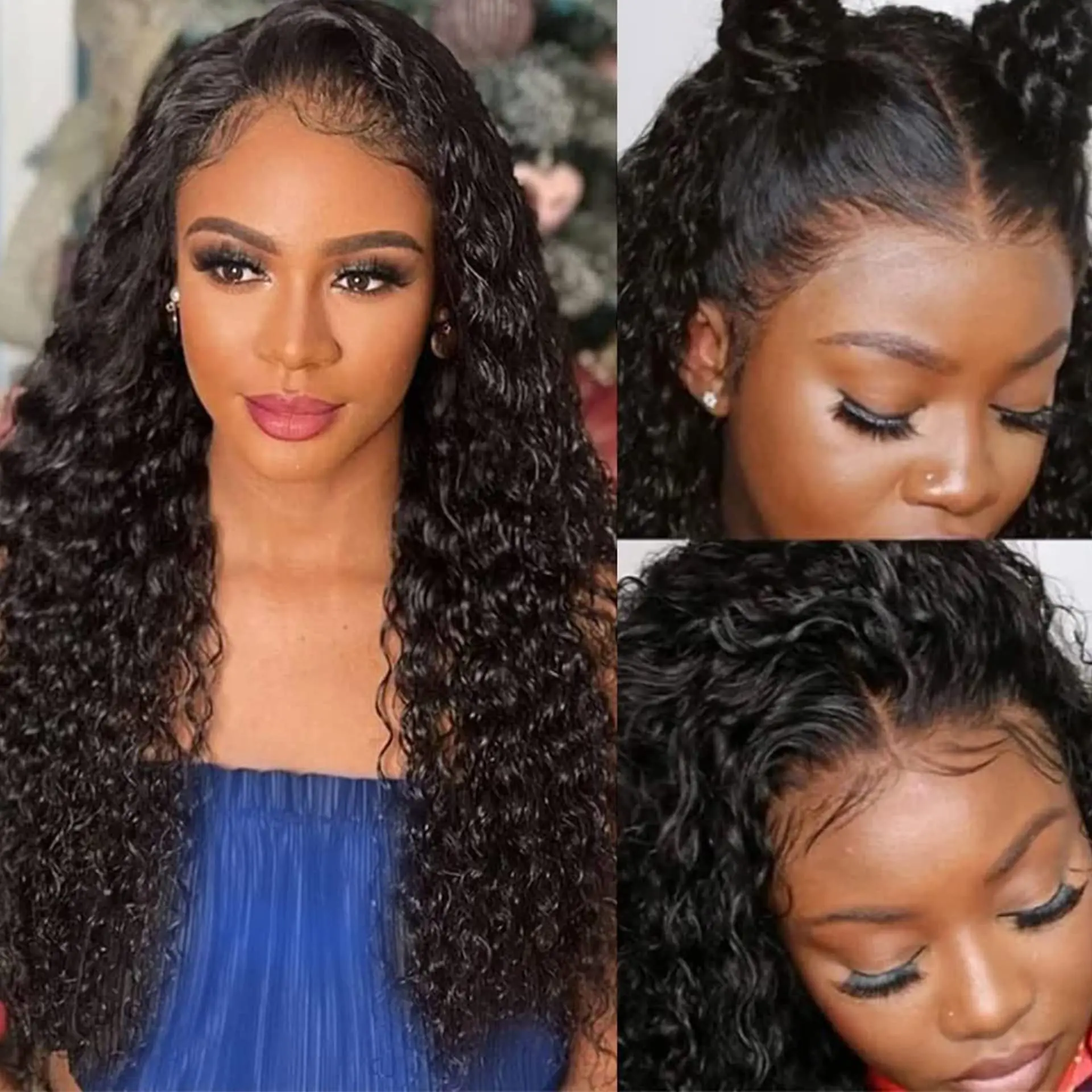 13X4 Water Wave Human Hair Lace Frontal Wig 180% Density Curly Wigs for Women Brazilian Human Hair Wigs 100% Human Hair Quality