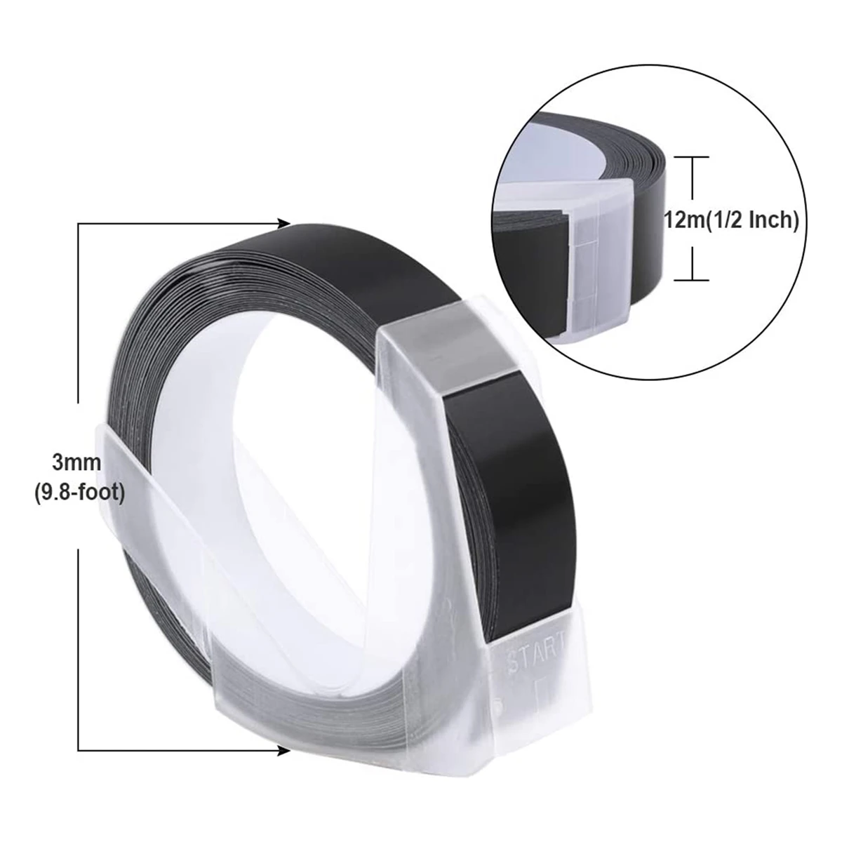 N82R Nastro per etichette da 5 pezzi per nastro per goffratura Dymo Etichette per goffratura 3D da 12 mm, bianco su nero per DM1595 Organizer Xpress Pro