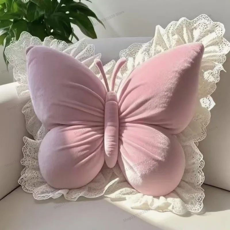For Butterfly Cushion Plush Toy Pillow Bedroom Bedside Lace