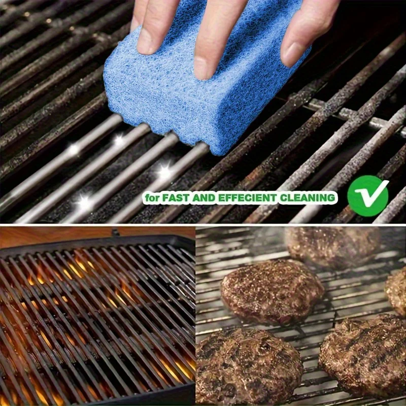3pcs Bristle-Free Grill Scrubber Set - Thickened Non-Scratch Fiber Pads for BBQ Grates,Camp Stoves & Outdoor Cookware