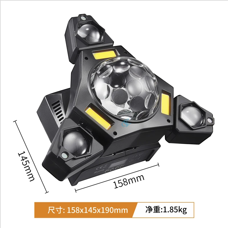 80W RGBW LED Stage Disco Moving Head Lights Rotating Party Beam&Laser&Strobe Light DMX Sound Activated For Home KTV Bar