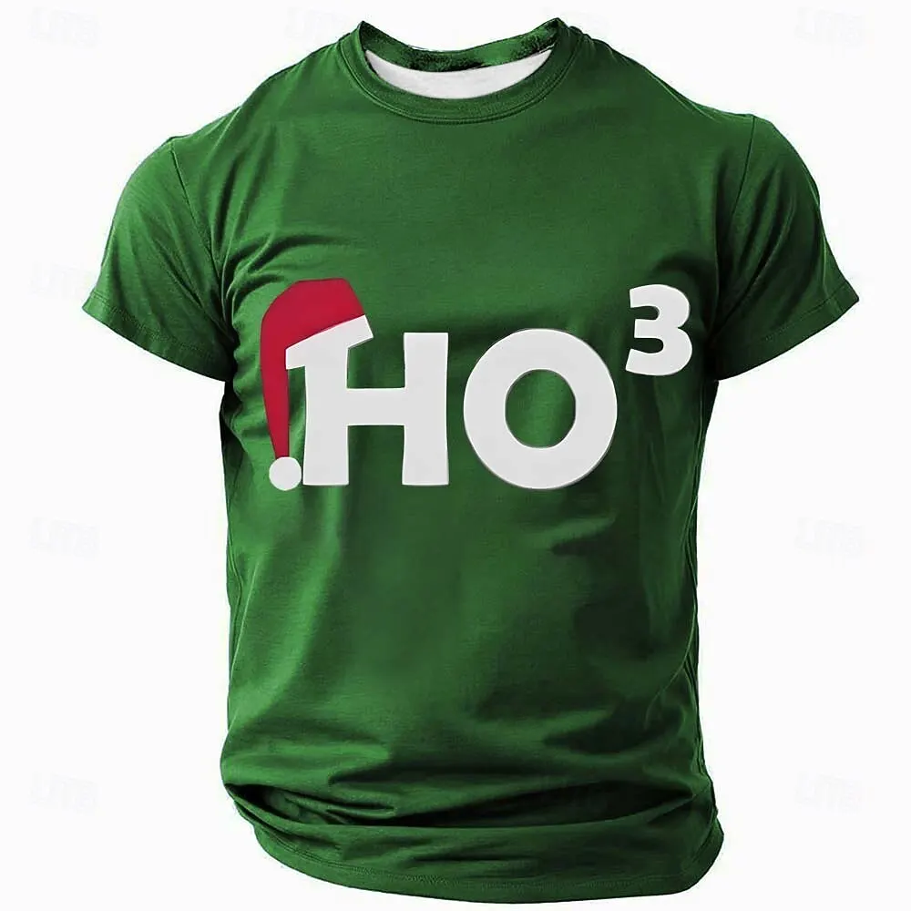

3D Christmas Hats Graphic Men's T-Shirt Simple Design Short Sleeve O-Neck Tees Fashion Outdoor Street Casual Comfortable Clothes