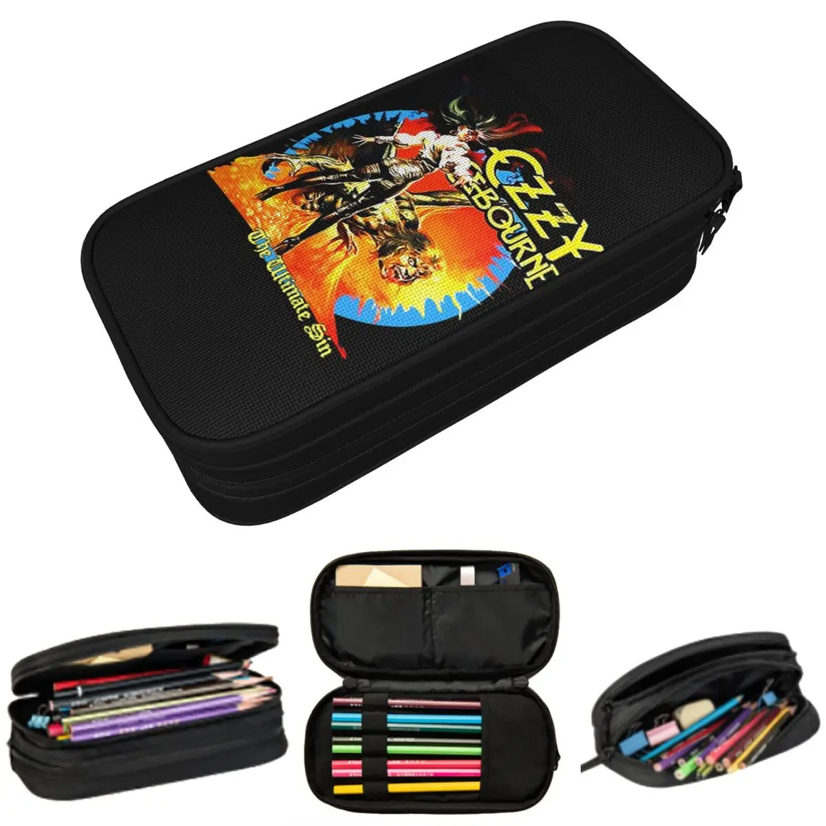 

Heavy Metal Rock Ozzy Osbourne Ultimate Sin Pencil Case for Studen Gifts Pen Box Pencil Bag Stationery Supplies Pen Holder Bag