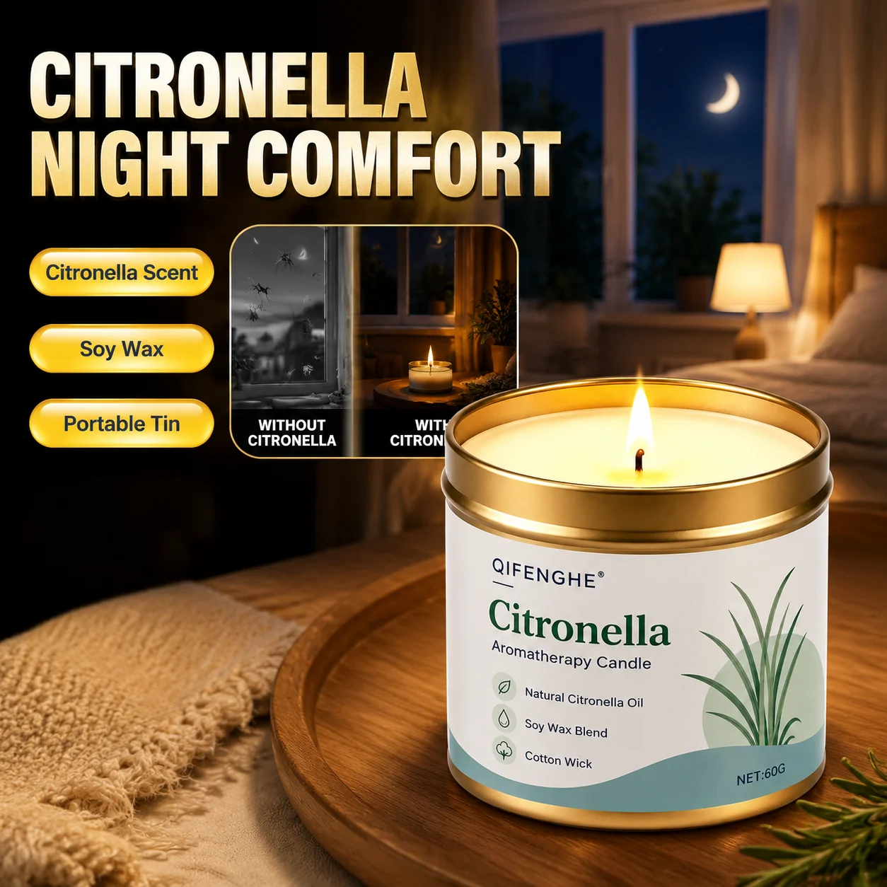 Citronella Candle Outdoor, Lemongrass Scented Candle for Patio Garden Backyard Camping Summer BBQ Party Long Lasting Home Decor