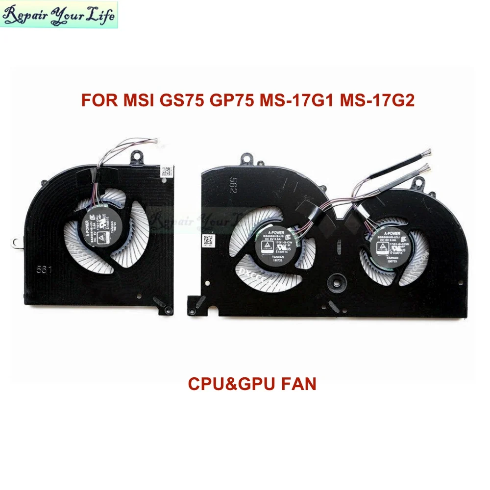 

Gaming PC Cooling Fans BS5005HS-U3I U3J for MSI GS75 GP75 WS75 MS-17G1 MS-17G2 CPU processor Cooler GPU graphics card fan New